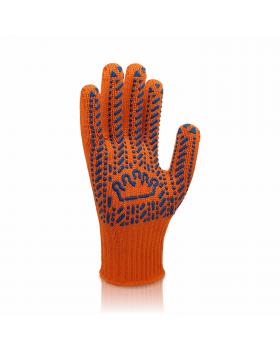 Перчатки трикотажные Корона с ПВХ точкой оранжевые (10 р)