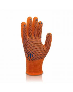 Перчатки трикотажные TOP с ПВХ точкой оранжевые (10 р)