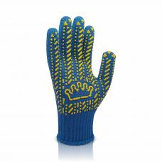Перчатки трикотажные Корона с ПВХ точкой синие (10 р)
